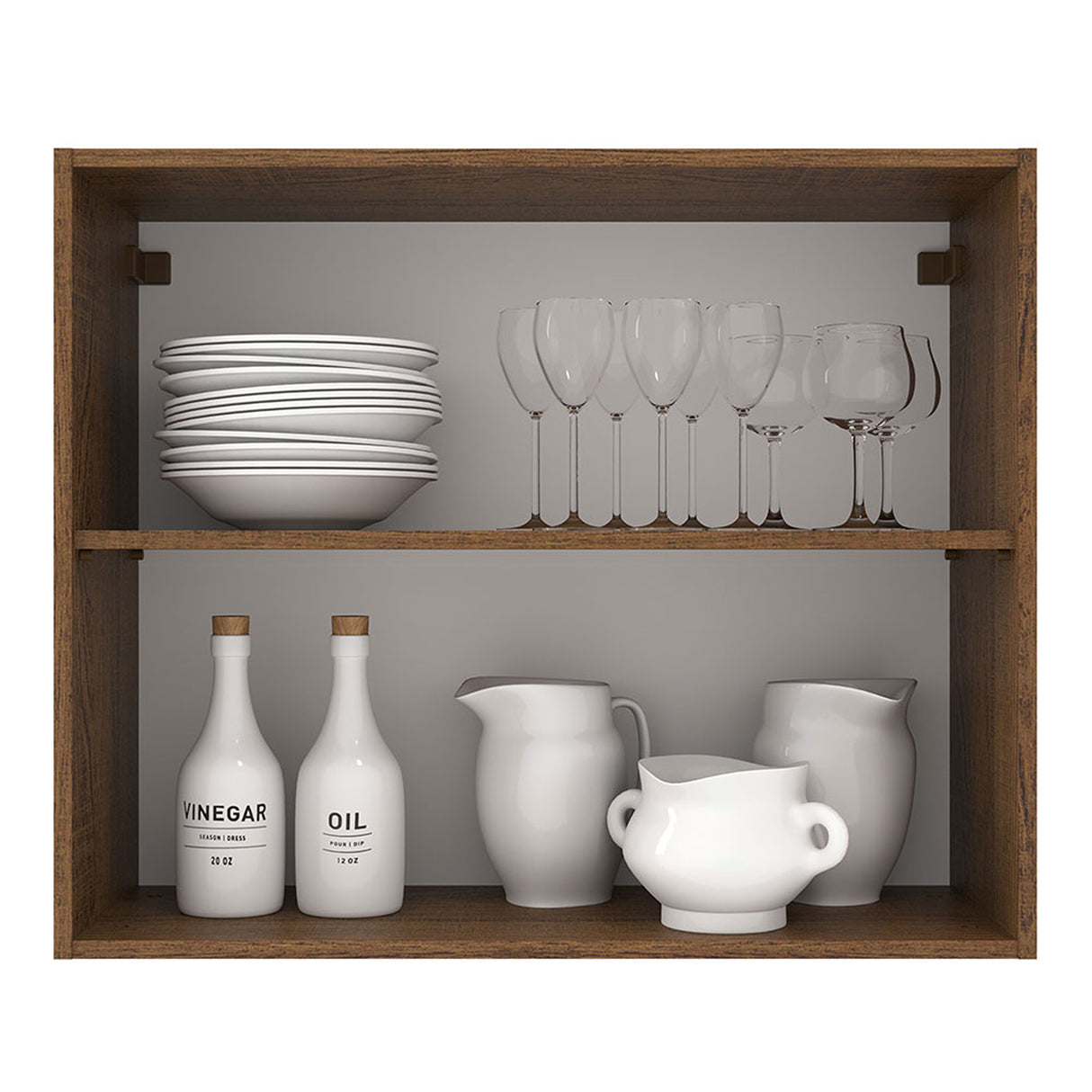 Mueble Superior de Cocina Agata Marron y Crema 80x66cm con Un Entrepaño - MUEBLES SUPERIORES DE COCINA | Bylmo