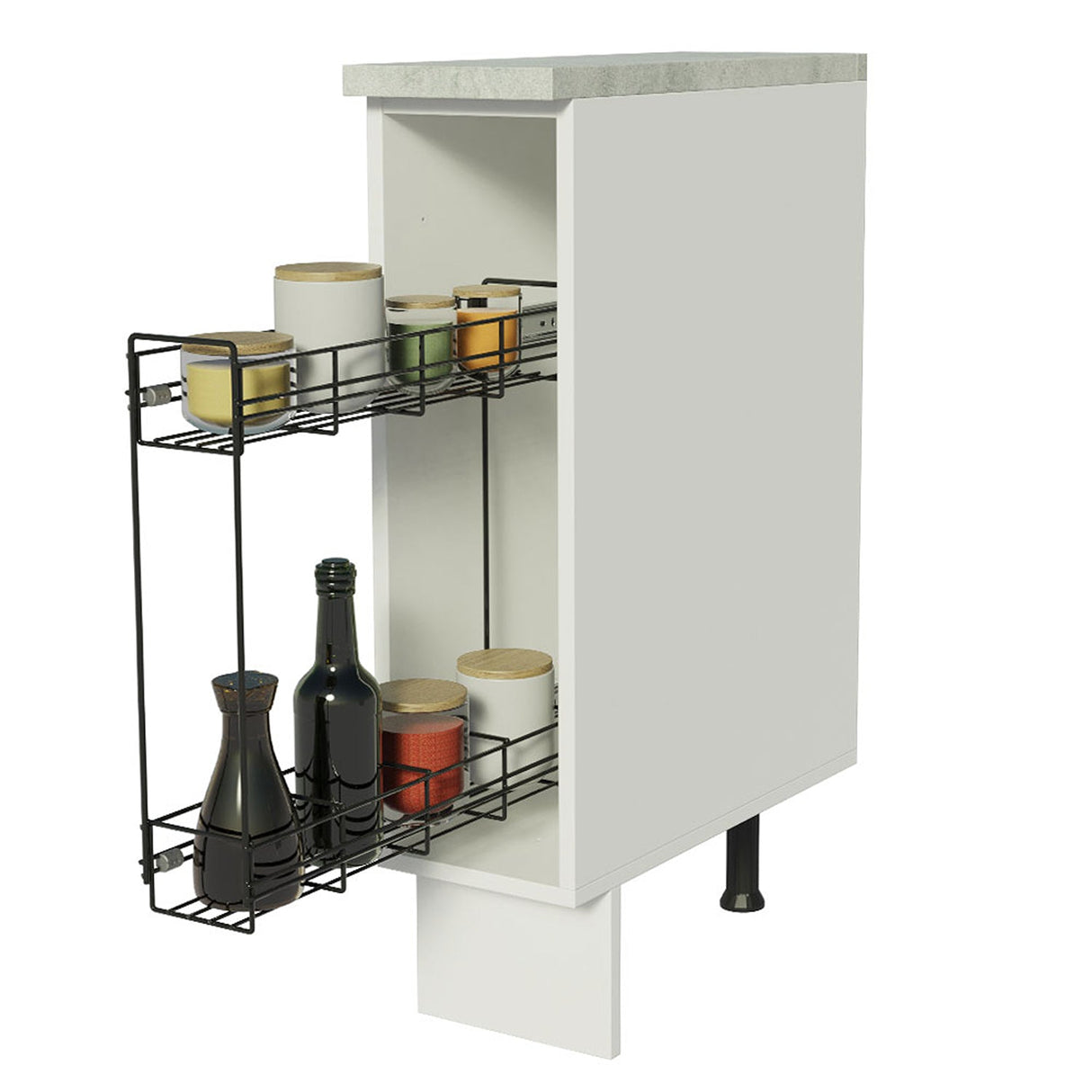 Mueble Auxiliar de Cocina Glamy Blanco y Gris 20x84cm Para Condimentos