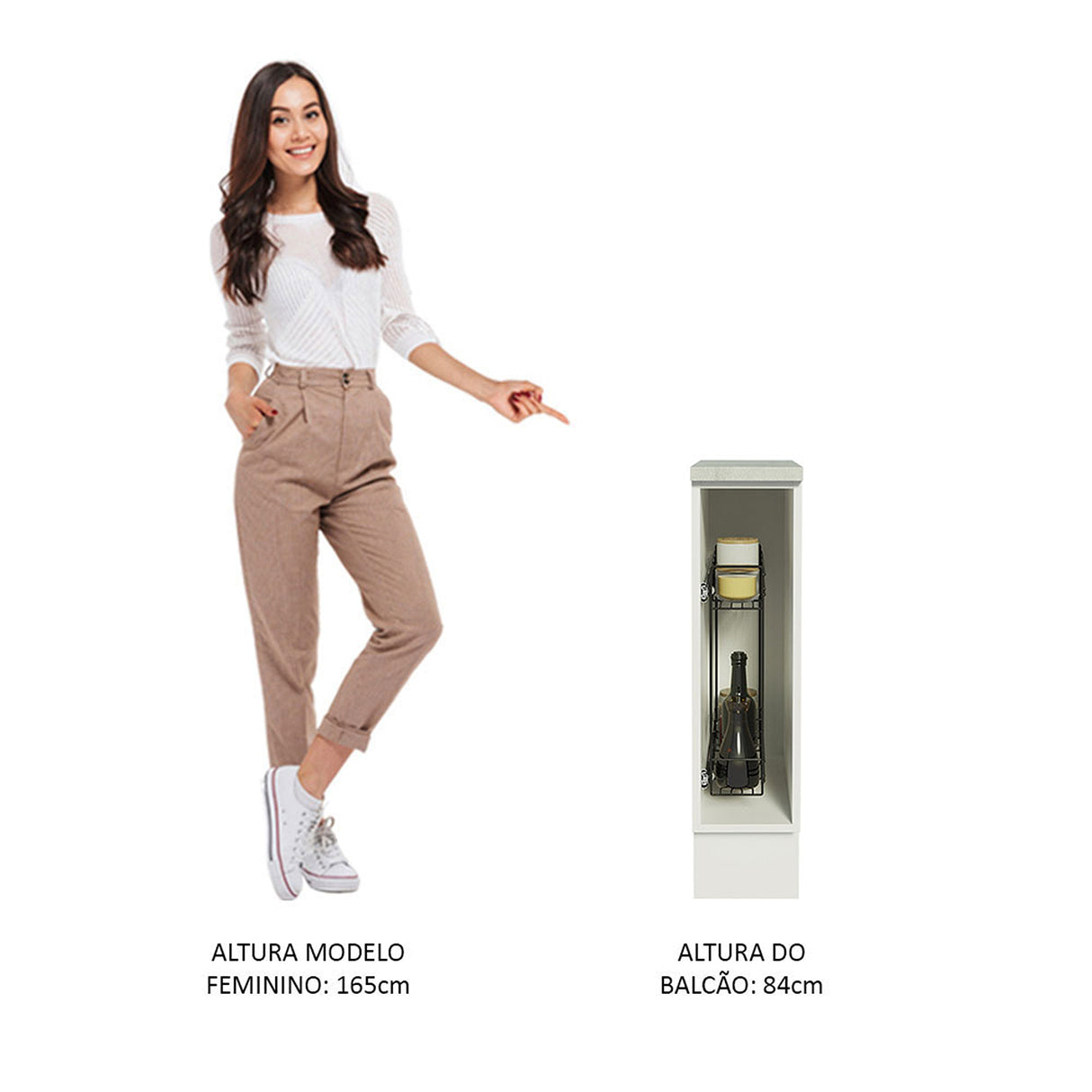 Mueble Auxiliar de Cocina Glamy Blanco y Gris 20x84cm Para Condimentos - BARRAS Y MUEBLES AUXILIARES | Bylmo