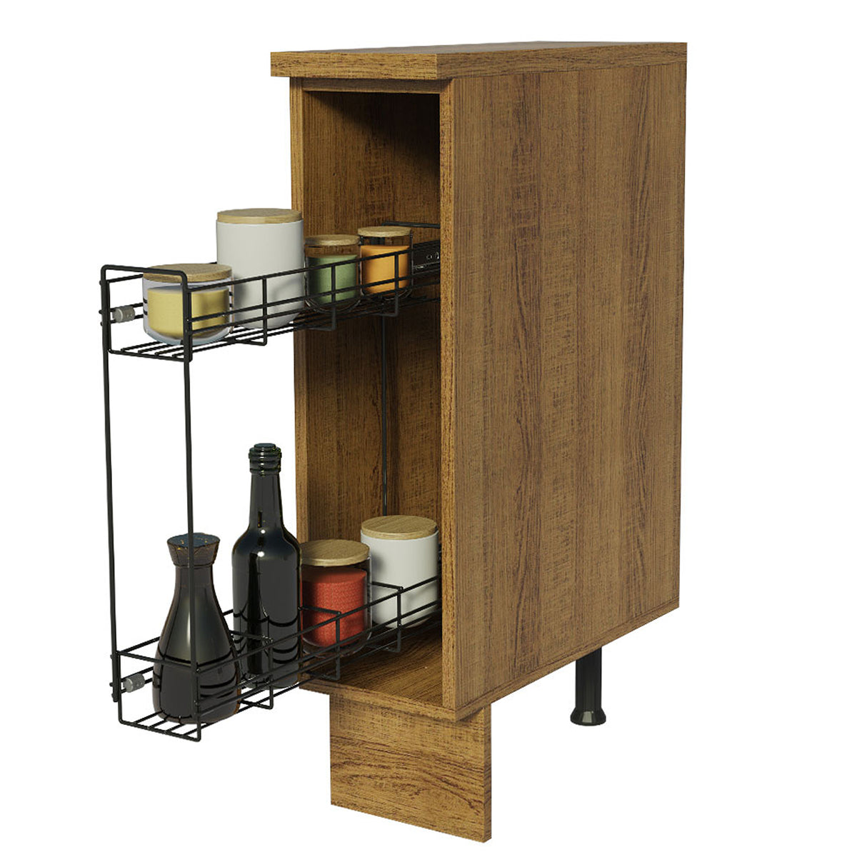 Mueble Auxiliar de Cocina Glamy Marron y Negro 20x84cm Para Condimentos - BARRAS Y MUEBLES AUXILIARES | Bylmo