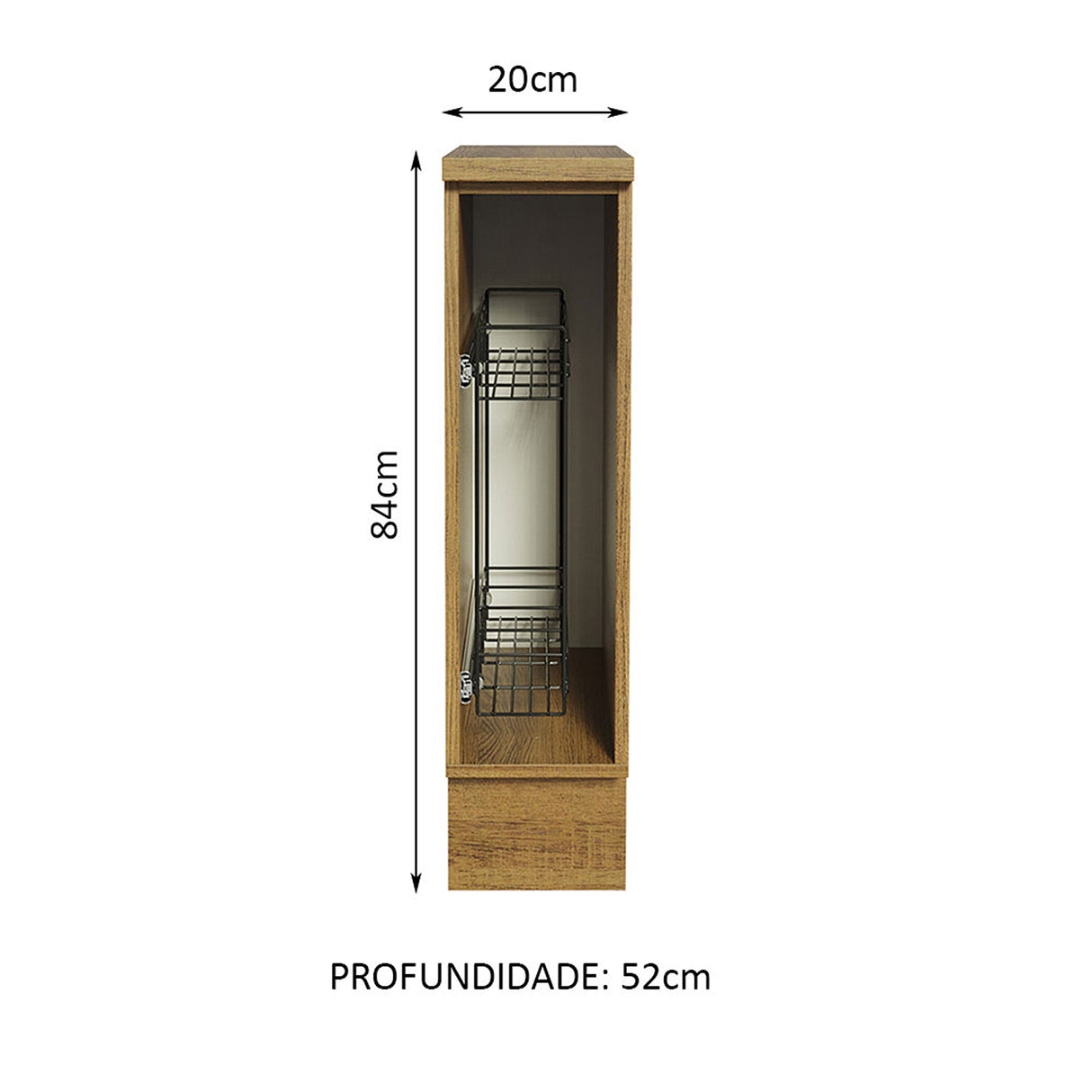 Mueble Auxiliar de Cocina Glamy Marron y Negro 20x84cm Para Condimentos - BARRAS Y MUEBLES AUXILIARES | Bylmo