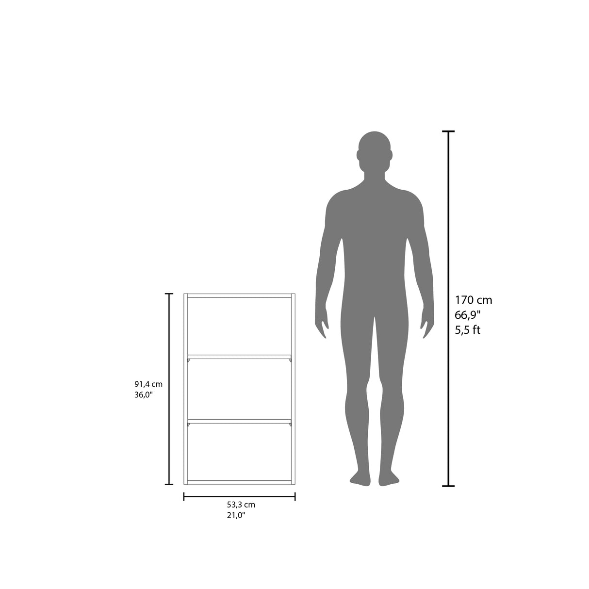 Mueble Superior de Cocina Blanco 53.3x91.4cm sin Puertas y con Dos Entrepaños - MUEBLES SUPERIORES DE COCINA | Bylmo