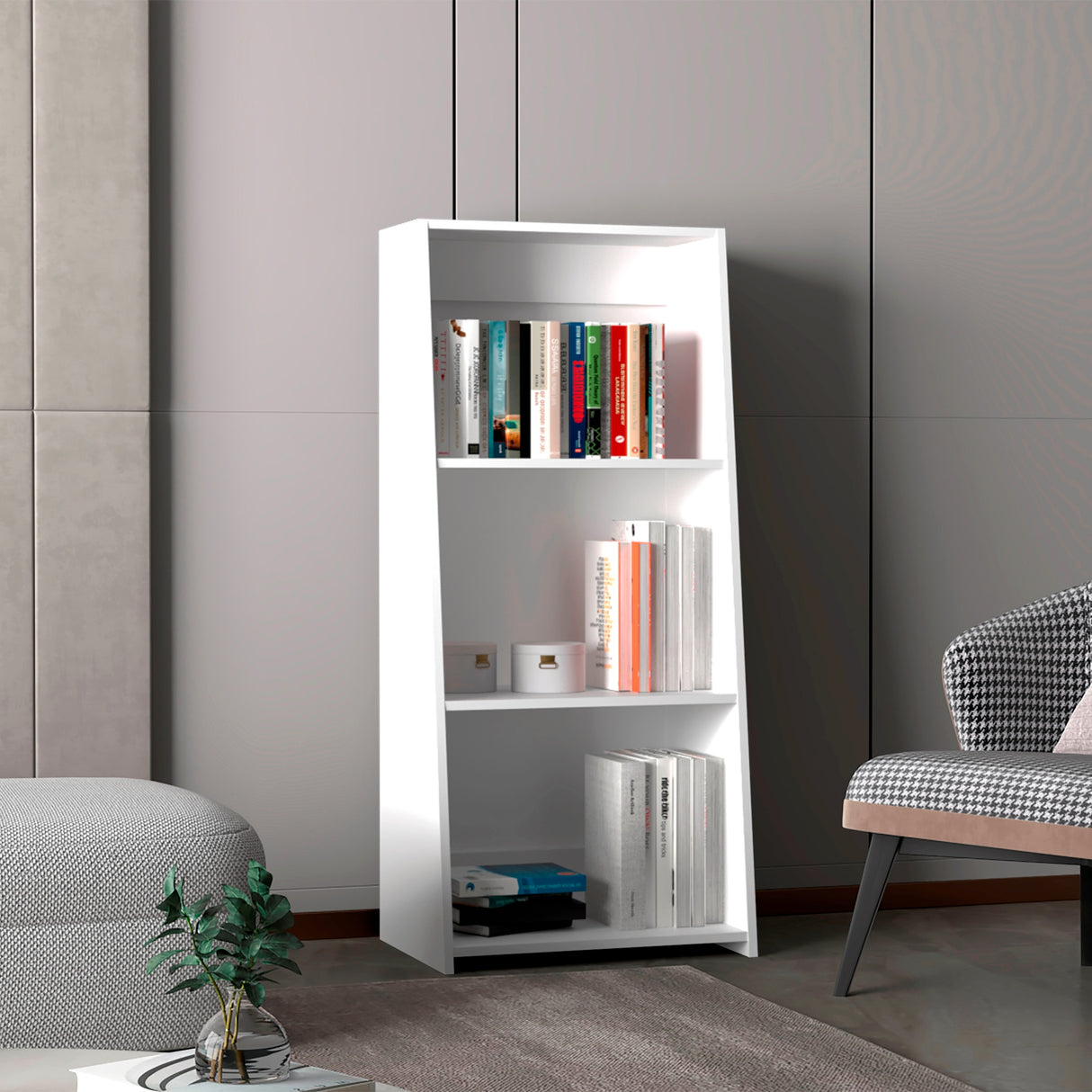 Biblioteca Note Blanco 53.1x120cm Rectangular Con Tres Compartimientos - BIBLIOTECAS Y ESTANTERIAS | Bylmo