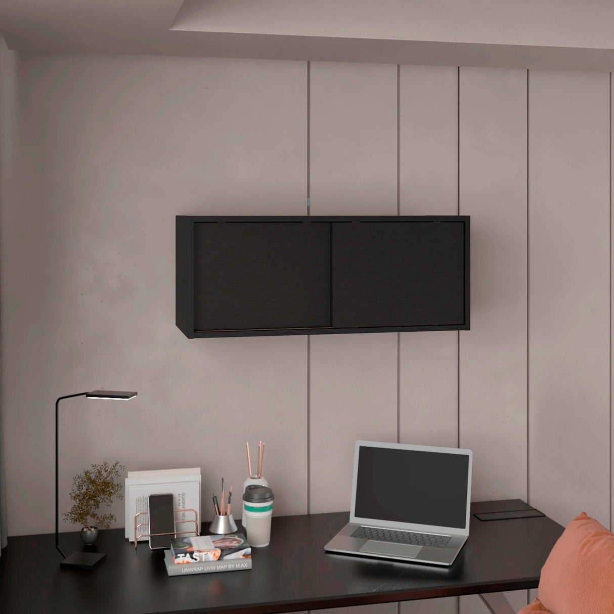 Estanteria Flotante Note Wengue 81x33cm Rectangular Con Un Compartimiento - BIBLIOTECAS Y ESTANTERIAS | Bylmo