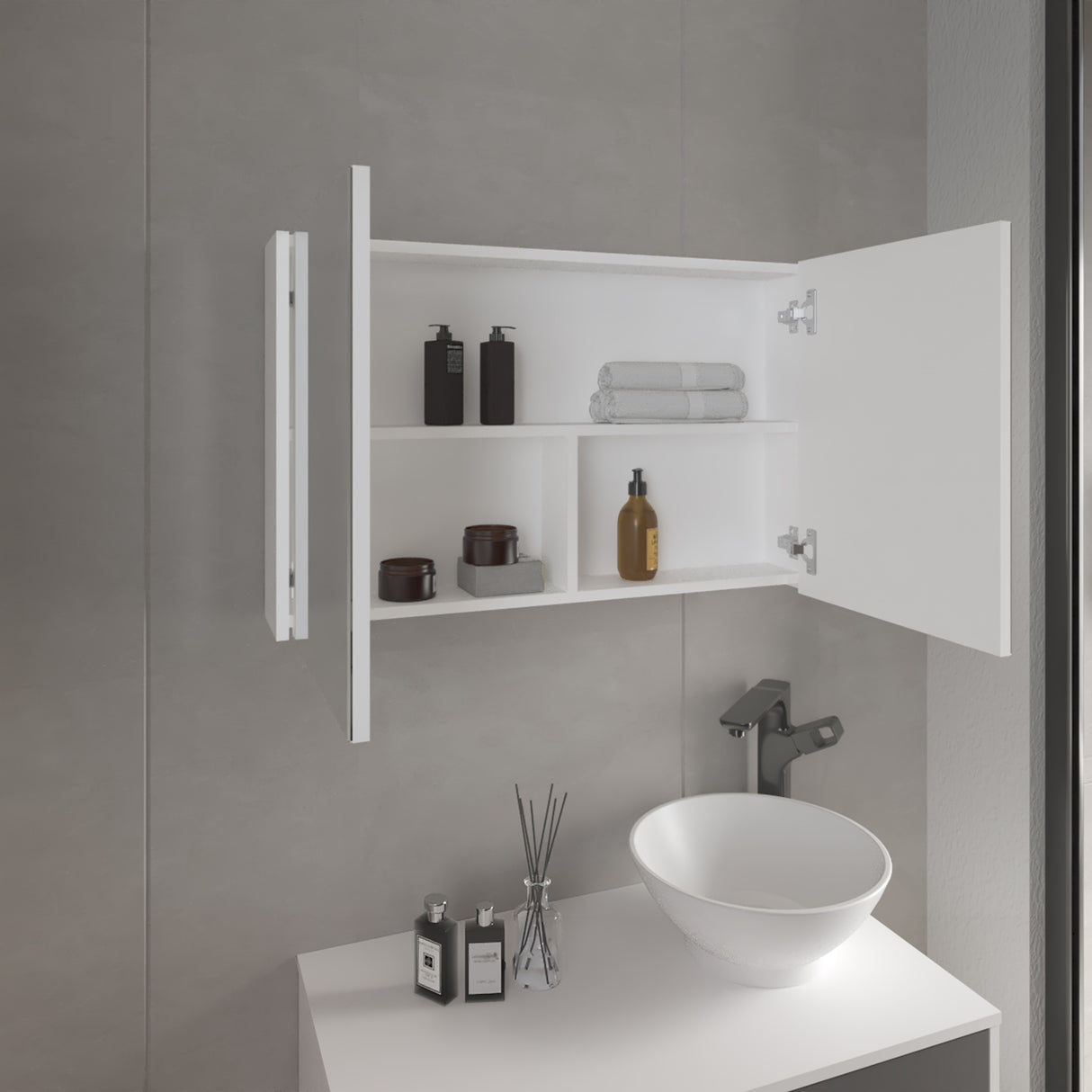 Gabinete de Baño Botiquin 80 Blanco 80x50cm Rectangular con Espejo y Un Entrepaño - GABINETES DE BANHO | Bylmo