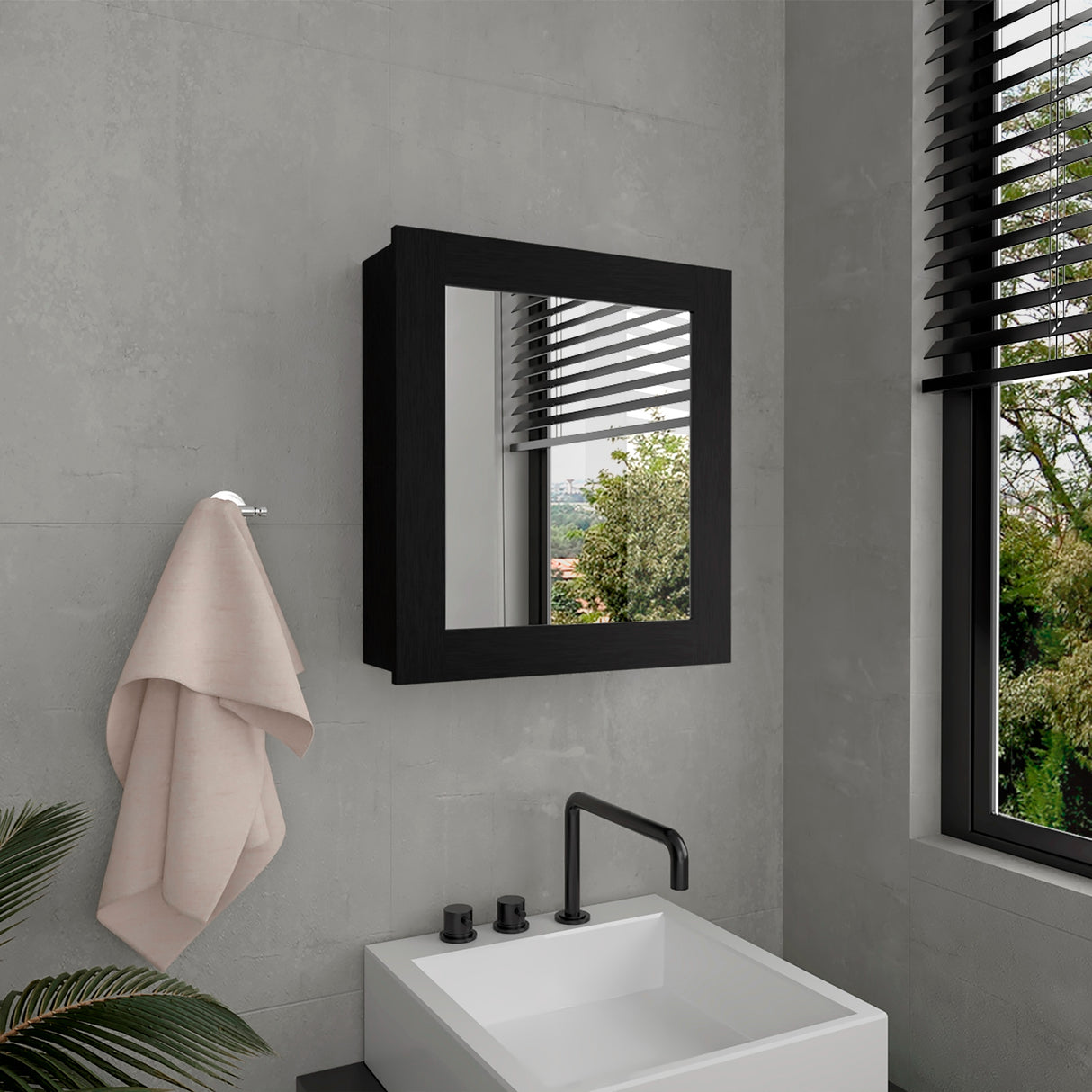 Gabinete de Baño Luma Wengue 47.2x52.2cm Rectangular con Espejo y Un Entrepaño - GABINETES DE BANHO | Bylmo