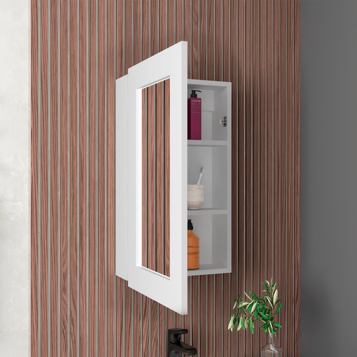 Gabinete de Baño Juno Blanco 39x65.3cm Rectangular y con Dos Entrepaños - GABINETES DE BANHO | Bylmo