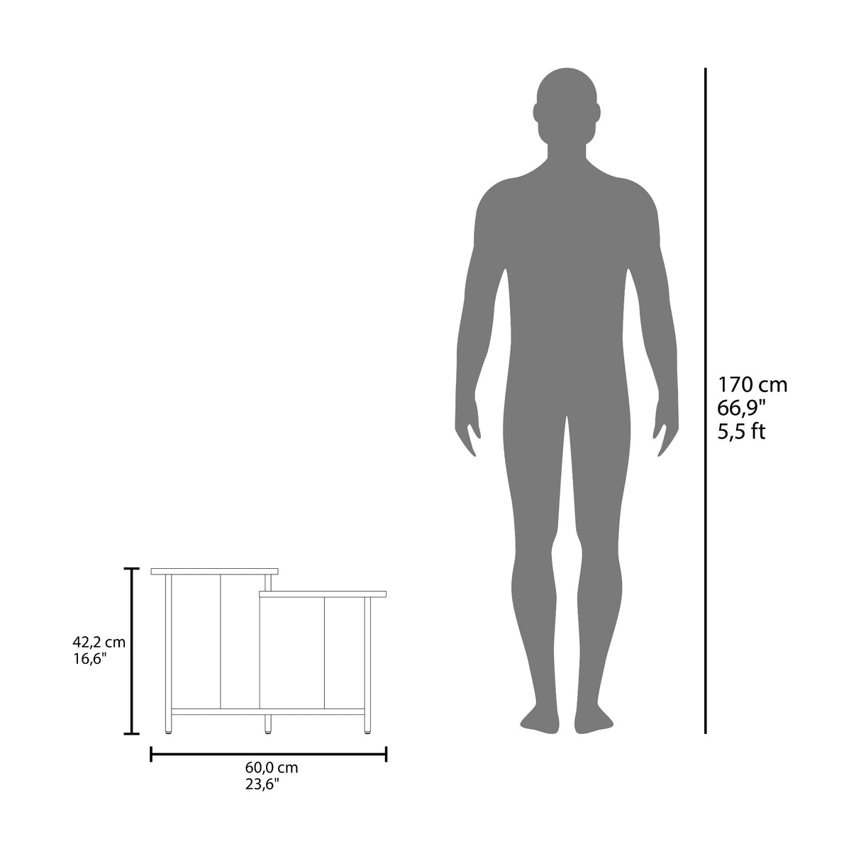 Mesa de Centro Wema 3 Eco Wengue 60x42.2cm Rectangular con Compartimiento - MESAS DE CENTRO | Bylmo