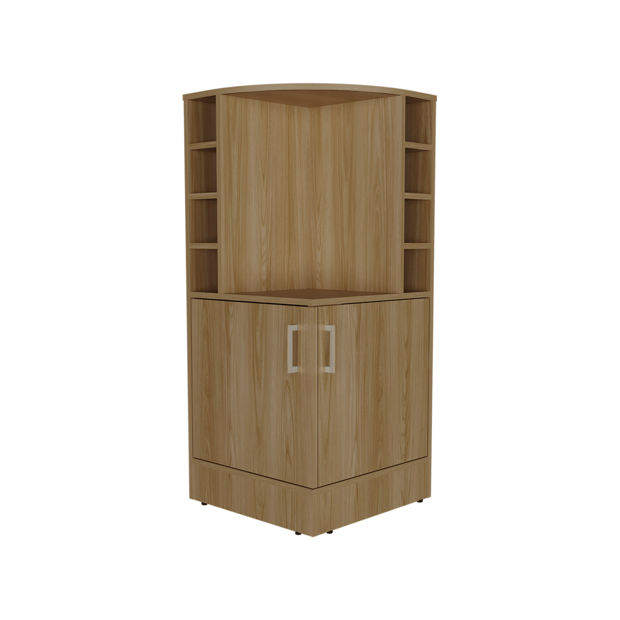 Bar Esquinero Jakes Fresno Europeo 46.9x108cm con Ocho Portabotellas y Cuatro Compartimientos - BARES | Bylmo