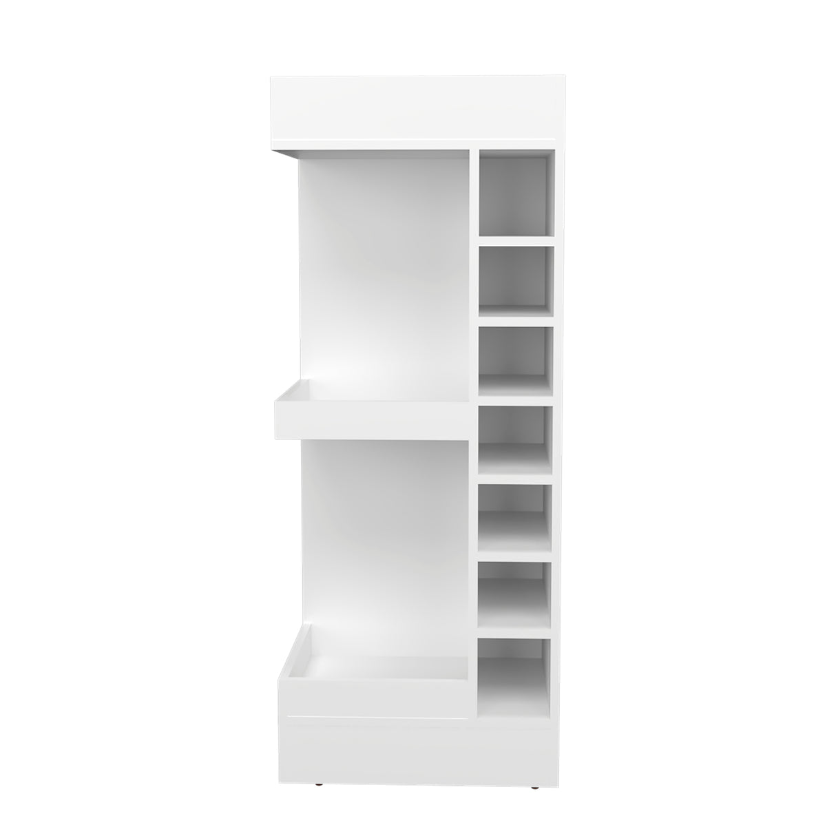 Bar Esquinero Lyman Blanco 46.6x116cm con Catorce Portabotellas y Tres Compartimientos - BARES | Bylmo