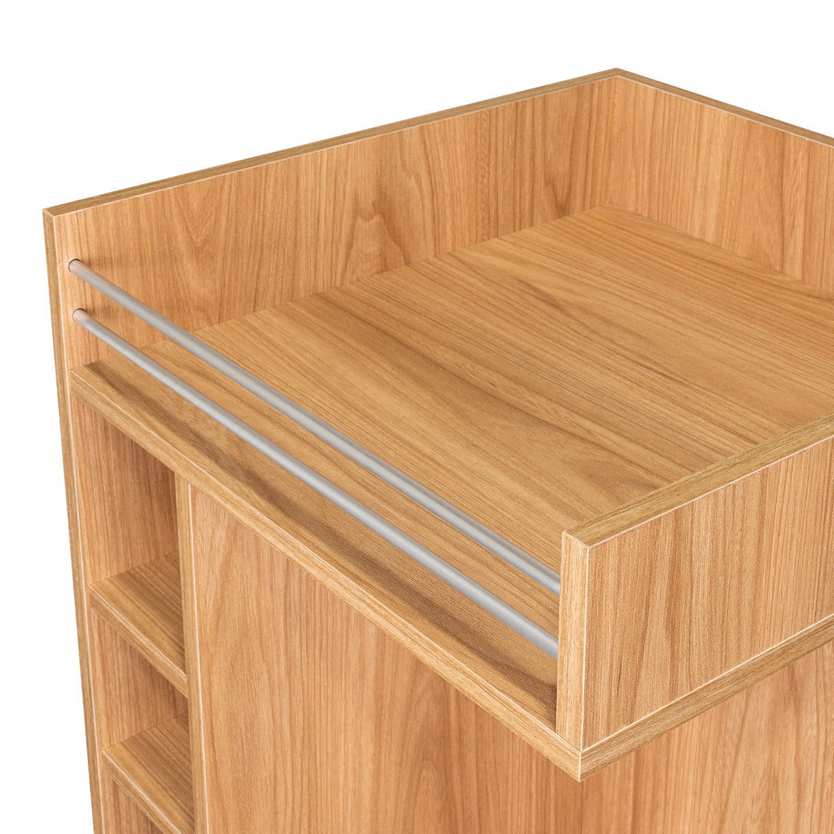 Bar Esquinero Lyman Fresno Europeo 46.6x116cm con Catorce Portabotellas y Tres Compartimientos - BARES | Bylmo