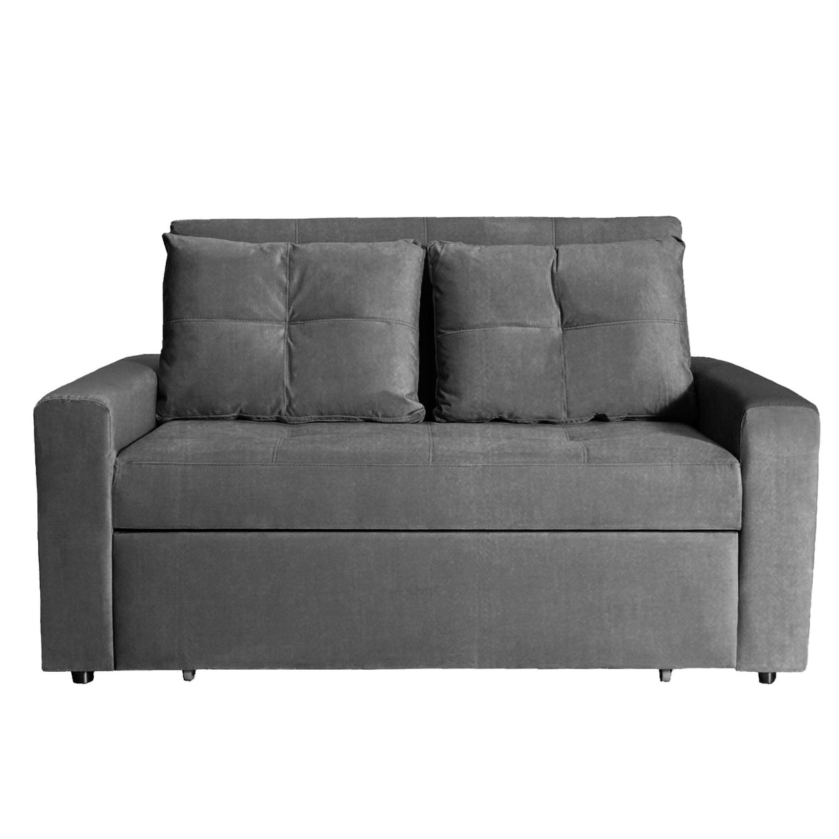 Sofá Cama Germano Gris 150x90cm Reclinable con Dos Cojines decorativos - SOFAS Y POLTRONAS | Bylmo