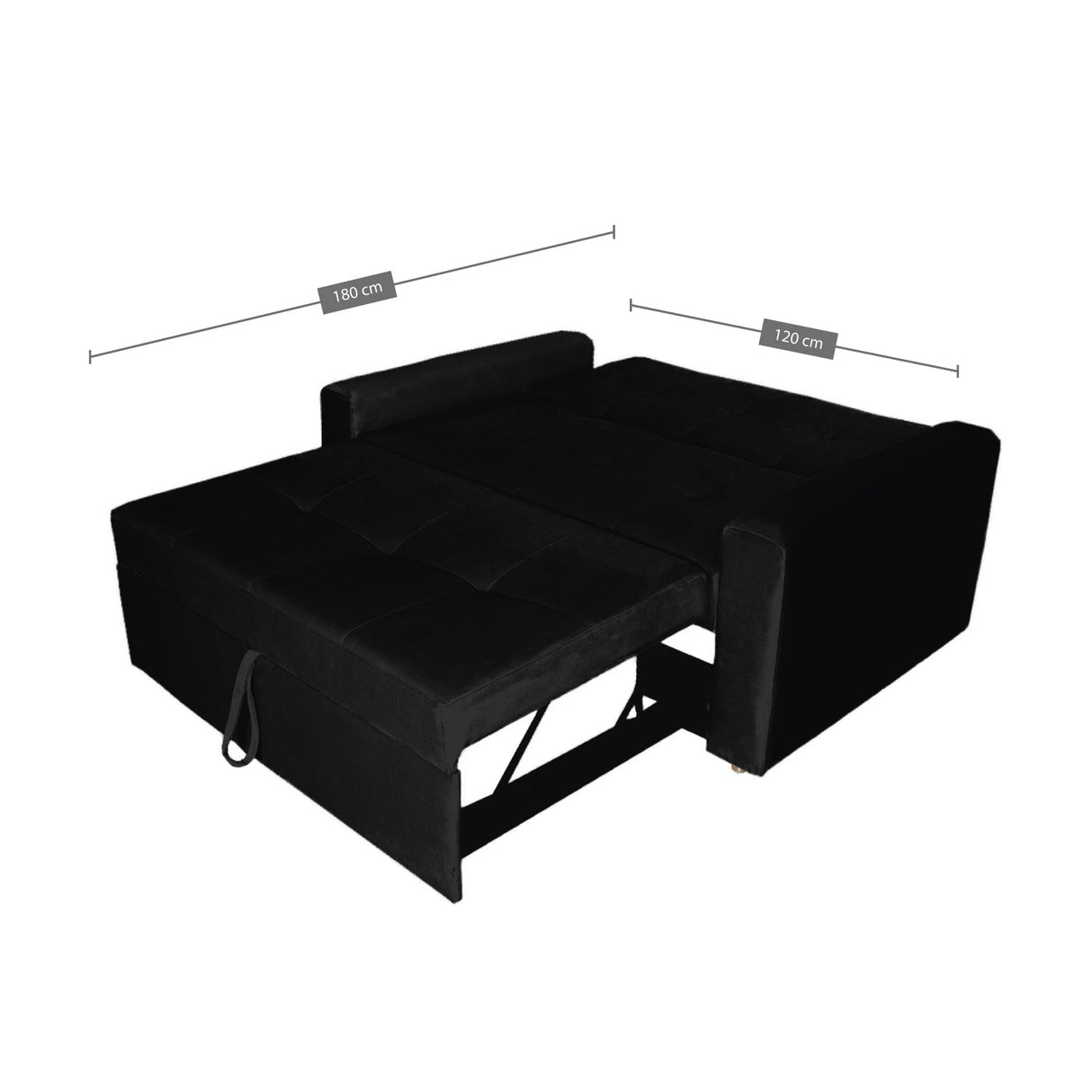 Sofá Cama Germano Negro 150x90cm Reclinable con Dos Cojines decorativos - SOFAS Y POLTRONAS | Bylmo