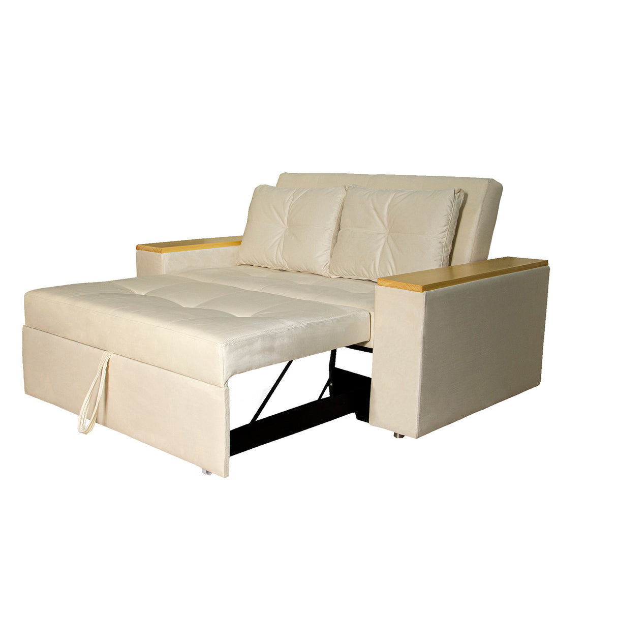 Sofá Cama Ingles Beige 160x90cm Reclinable con Dos Cojines decorativos - SOFAS Y POLTRONAS | Bylmo