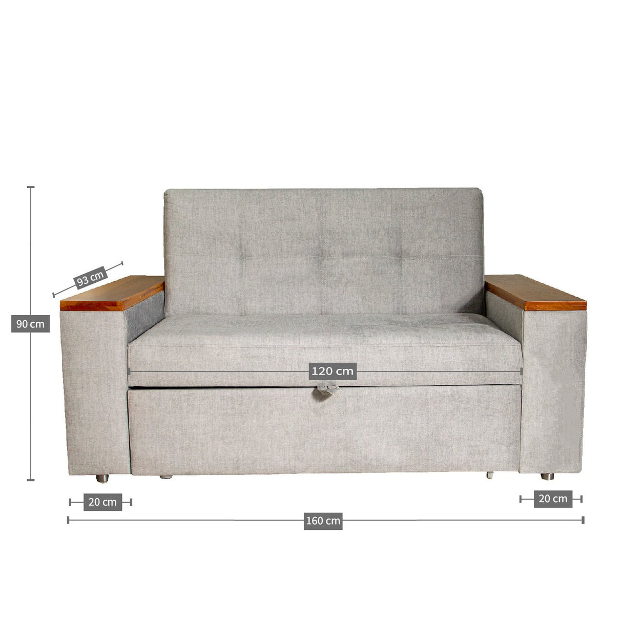 Sofá Cama Ingles Gris 160x90cm Reclinable con Dos Cojines decorativos - SOFAS Y POLTRONAS | Bylmo