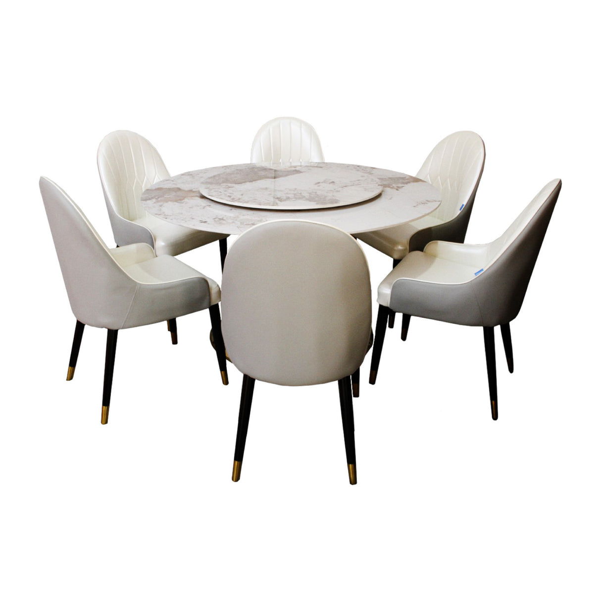 Comedor Carrusel Gris 130x75cm Circular de Seis Puestos con Seis Sillas - COMEDORES | Bylmo