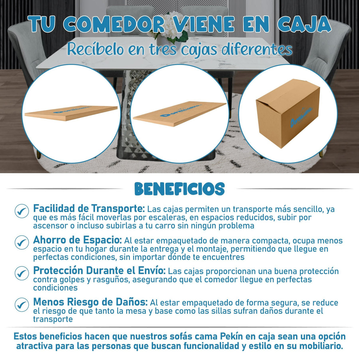 Comedor Dubái Gris 80x75cm Rectangular de Cuatro Puestos con Cuatro Sillas - COMEDORES | Bylmo