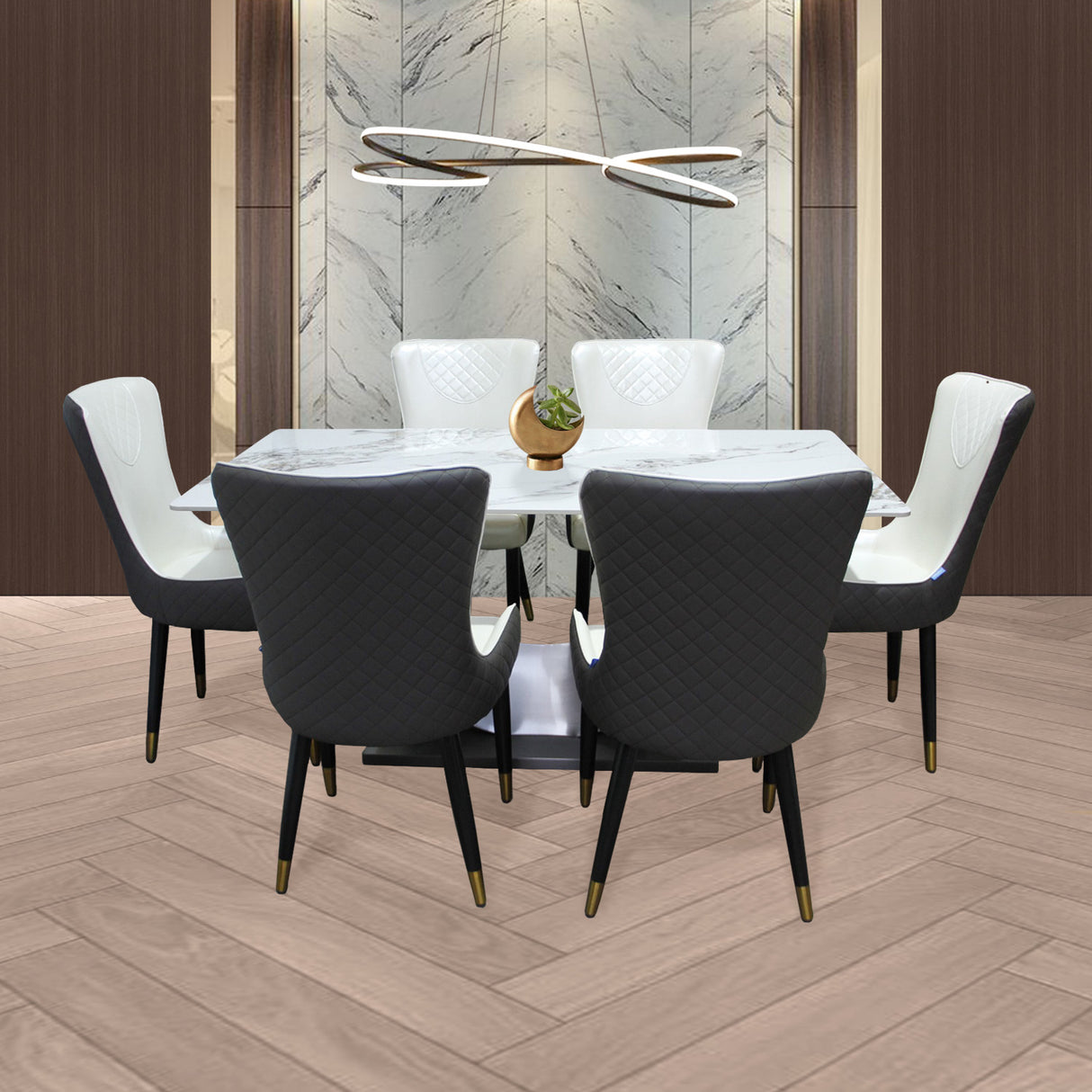 Comedor Zurich Blanco 90x75cm Rectangular de Seis Puestos con Seis Sillas - COMEDORES | Bylmo