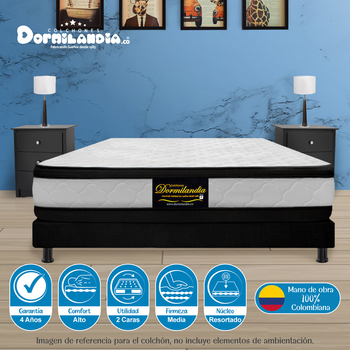 Colchón Atenas Blanco Queen 160 X 190 Cm Firmeza Medio Doble Faz - COLCHONES | Bylmo