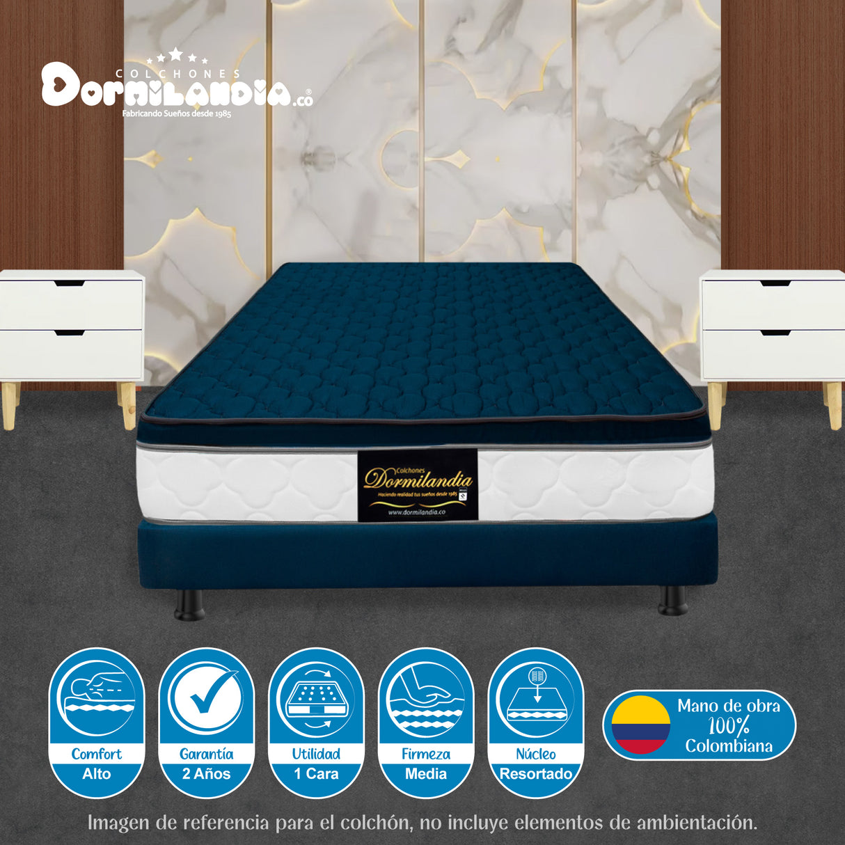 Colchón Dublín Azul Sencillo 100 X 190 Cm Firmeza Medio - COLCHONES | Bylmo