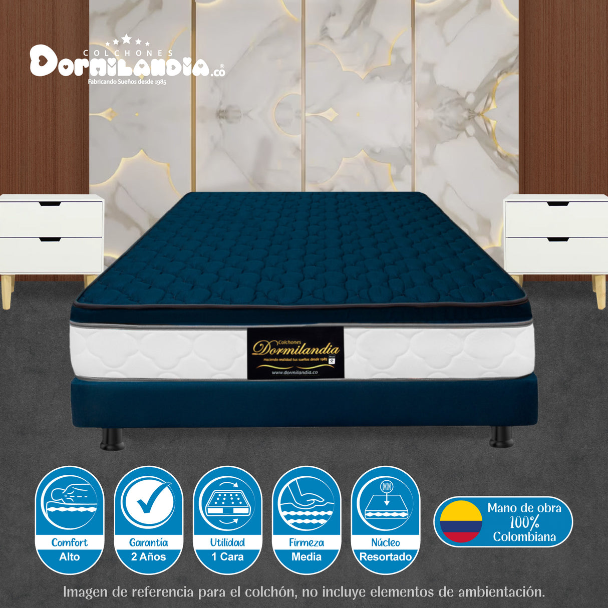Colchón Dublín Azul King 200 X 200 Cm Firmeza Medio - COLCHONES | Bylmo