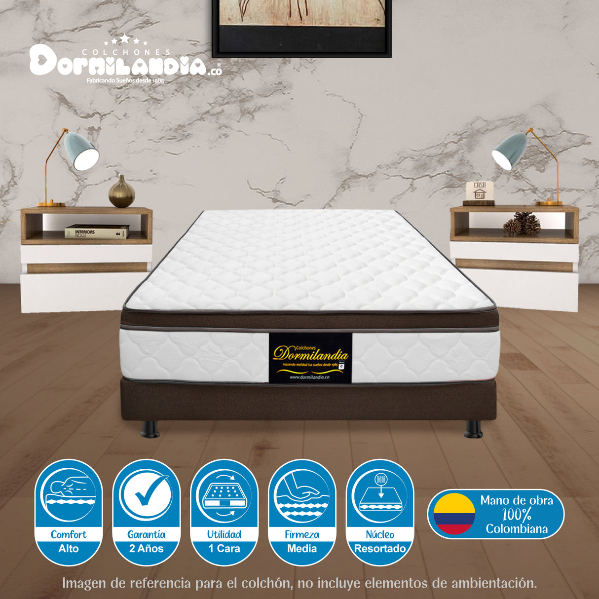 Colchón Dublín Cafe Sencillo 100 X 190 Cm Firmeza Medio - COLCHONES | Bylmo