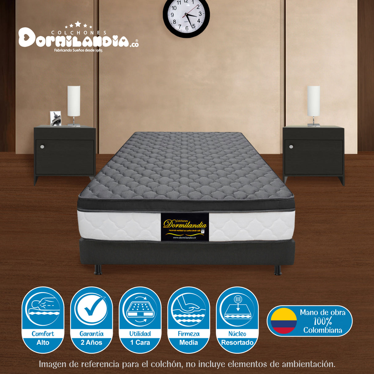 Colchón Dublín Gris Sencillo 100 X 190 Cm Firmeza Medio - COLCHONES | Bylmo