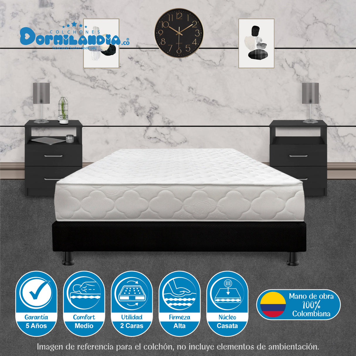 Colchón Macizo Blanco Queen 160 X 190 Cm Firmeza Firme Doble Faz - COLCHONES | Bylmo