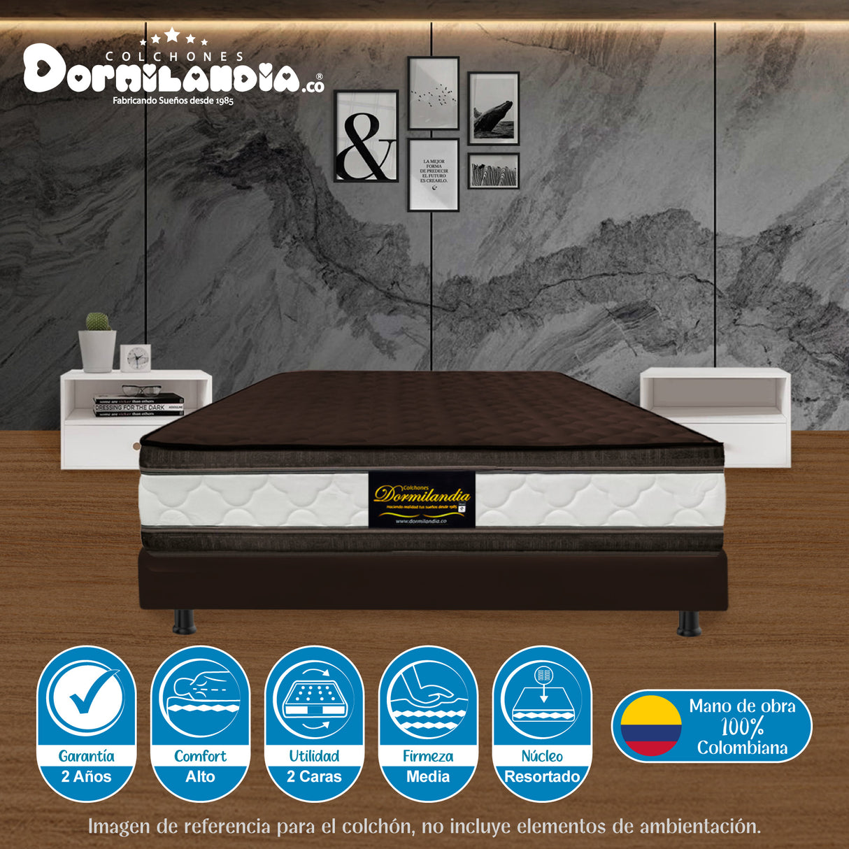 Colchón Marshall Cafe Doble 140 X 190 Cm Firmeza Medio Doble Faz - COLCHONES | Bylmo