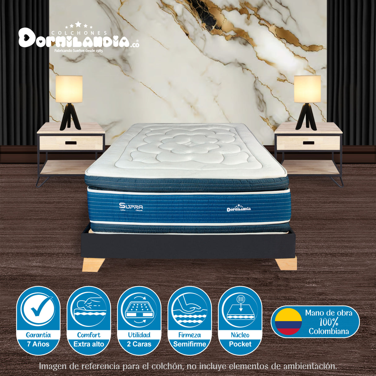 Colchón Supra Azul Queen 160 X 190 Cm Firmeza Medio Doble Faz - COLCHONES | Bylmo