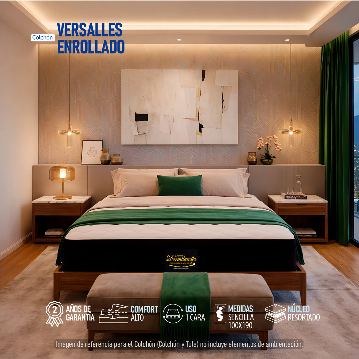 Colchón Enrollado Versalles Blanco Sencillo 100 X 190 Cm Firmeza Medio - COLCHONES | Bylmo