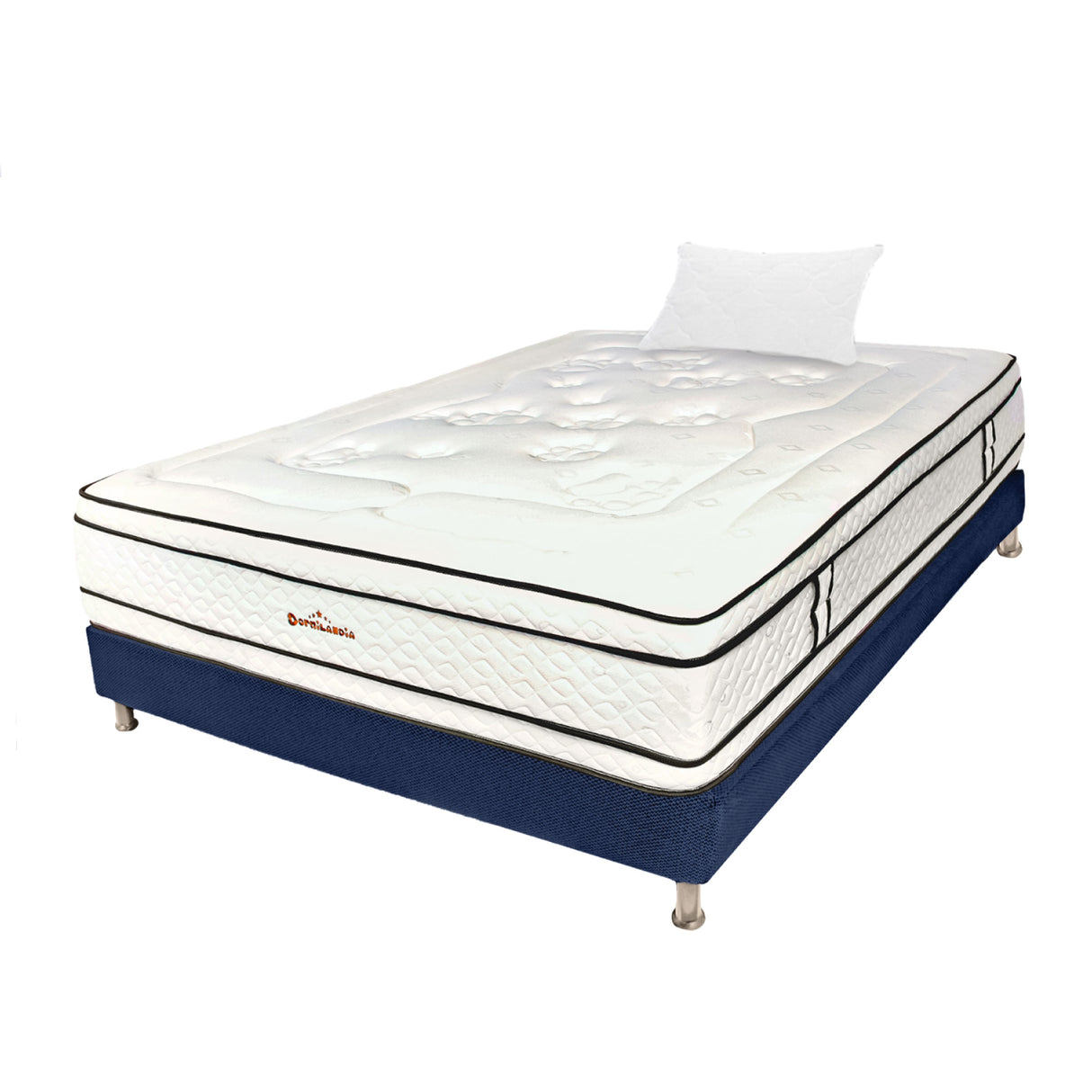 Combo Base Cama y Colchón Infinity Blanco y Azul Sencillo 100 X 190 Cm Firmeza Medio Firme Doble Faz - COLCHONES | Bylmo