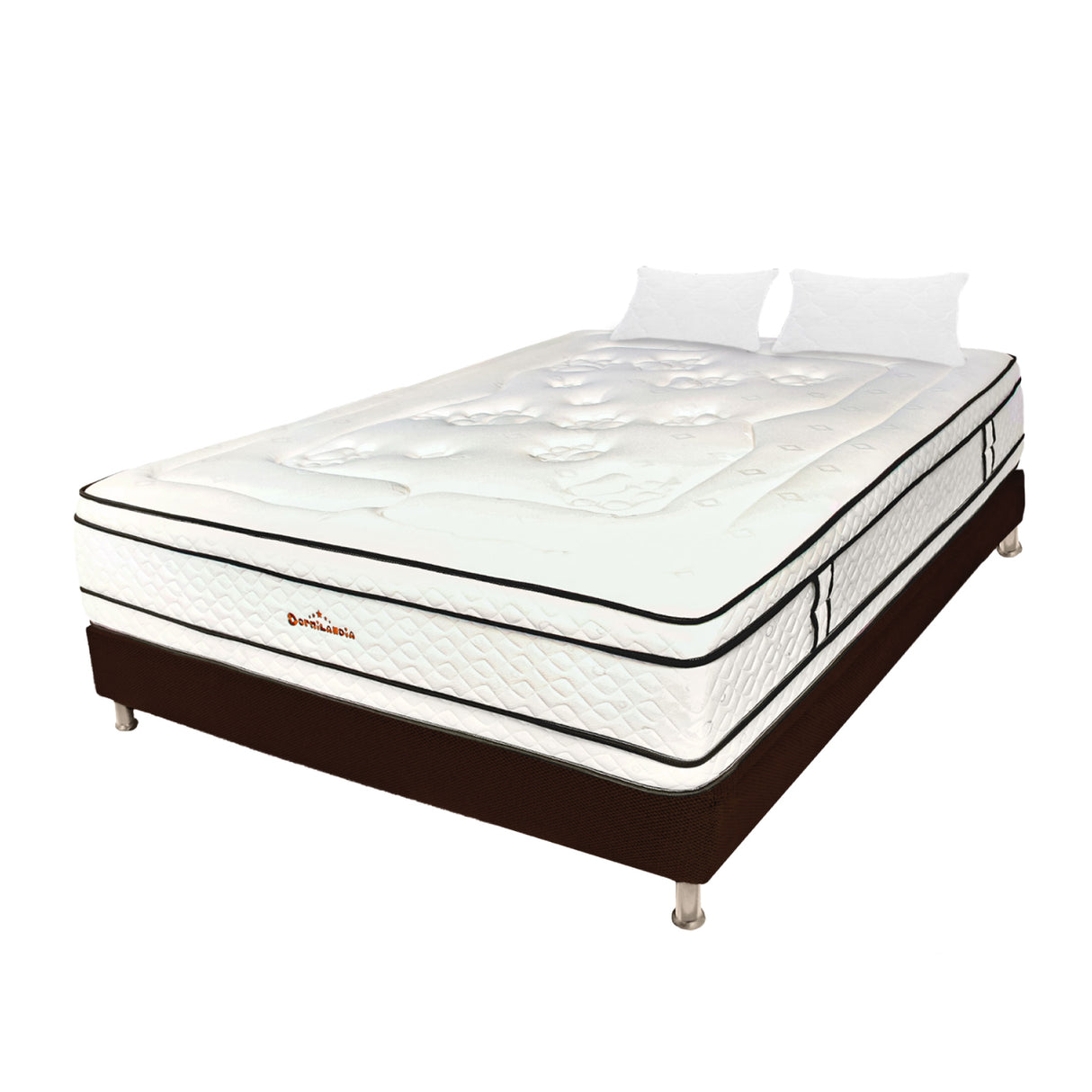 Combo Base Cama y Colchón Infinity Blanco y Cafe Doble 140 X 190 Cm Firmeza Medio Firme Doble Faz - COLCHONES | Bylmo