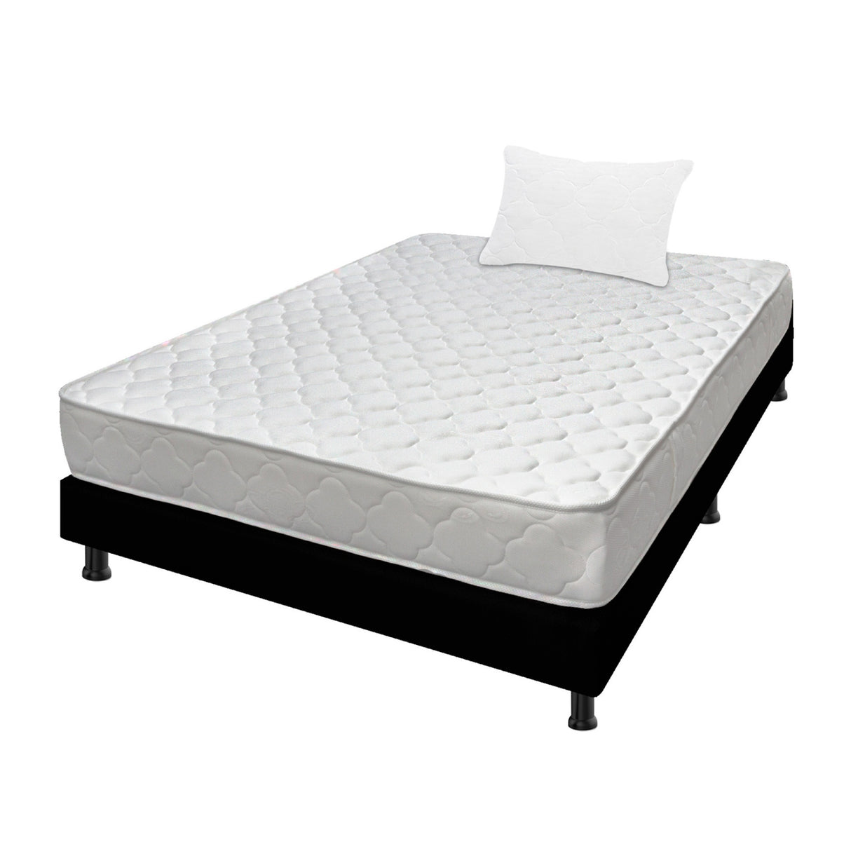 Combo Base Cama y Colchón Macizo Blanco y Negro Sencillo 100 X 190 Cm Firmeza Firme Doble Faz - COLCHONES | Bylmo