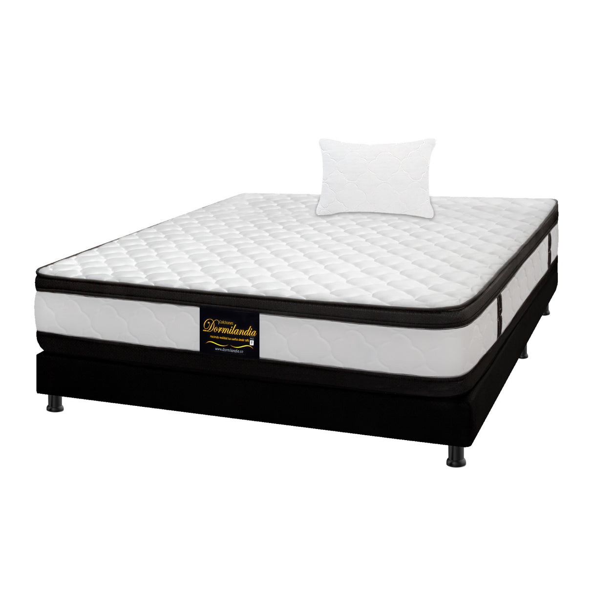 Combo Base Cama y Colchón Malta Blanco y Negro Sencillo 100 X 190 Cm Firmeza Firme Doble Faz - COLCHONES | Bylmo