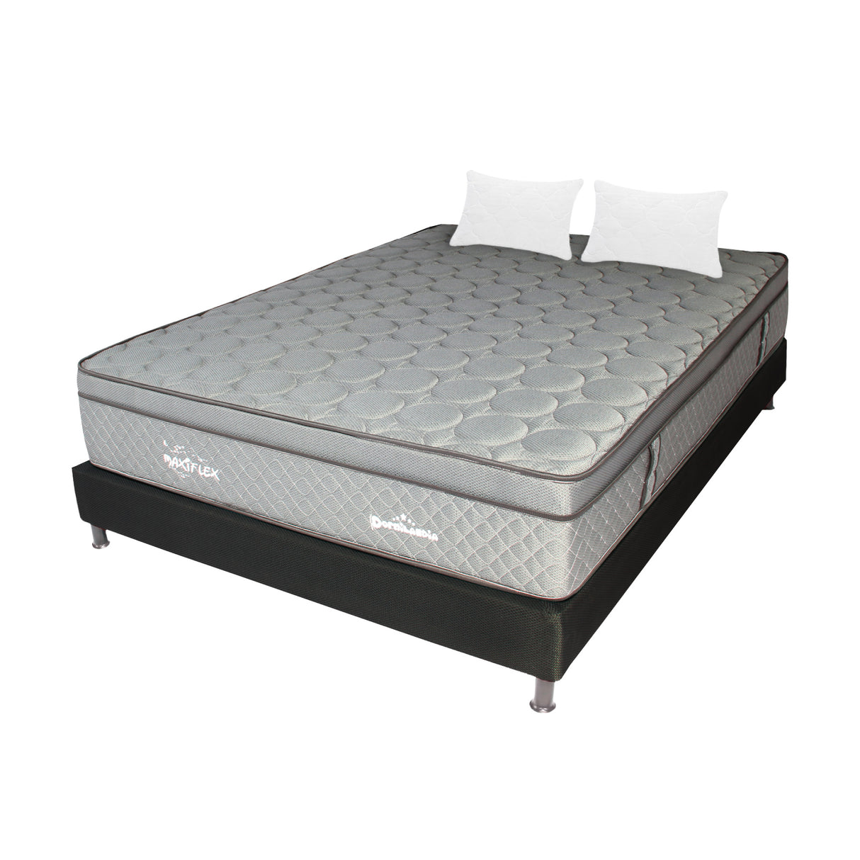 Combo Base Cama y Colchón Maxiflex Gris y Negro Semidoble 120 X 190 Cm Firmeza Suave - COLCHONES | Bylmo