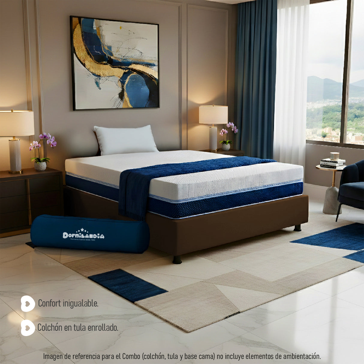 Combo Base Cama y Colchón Multisleep Blanco y Cafe Sencillo 100 X 190 Cm Firmeza Medio Doble Faz - COLCHONES | Bylmo