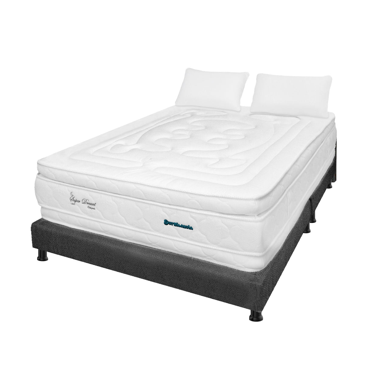 Combo Base Cama y Colchón Super Dream Blanco y Gris Semidoble 120 X 190 Cm Firmeza Firme Doble Faz - COLCHONES | Bylmo
