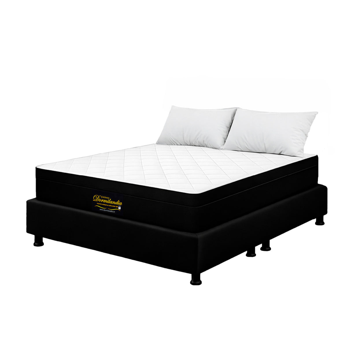 Combo Base Cama y Colchón Versalles Blanco y Negro King 200 X 200 Cm Firmeza Medio - COLCHONES | Bylmo