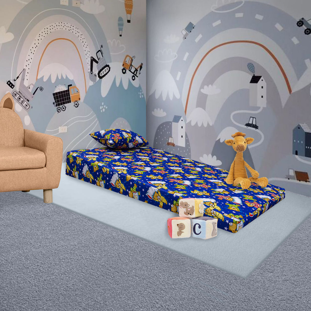 Colchoneta Osos Dormilones Azul 60x100cm Antireflujo - COLCHONES | Bylmo