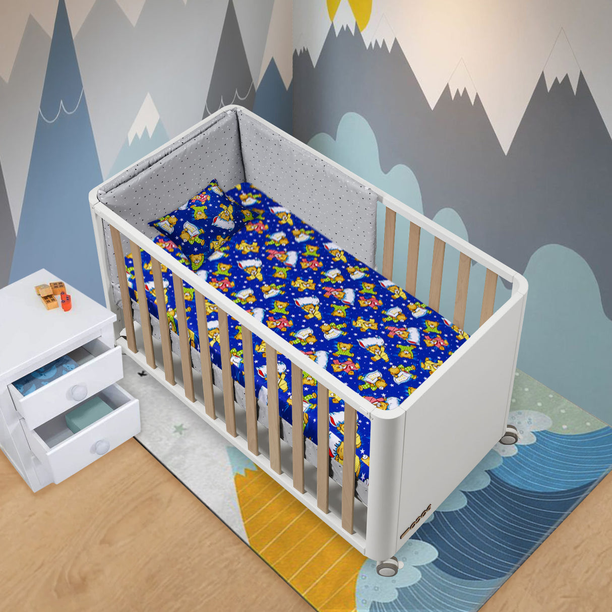 Colchoneta Osos Dormilones Azul 70x130cm Para Bebés - COLCHONES | Bylmo