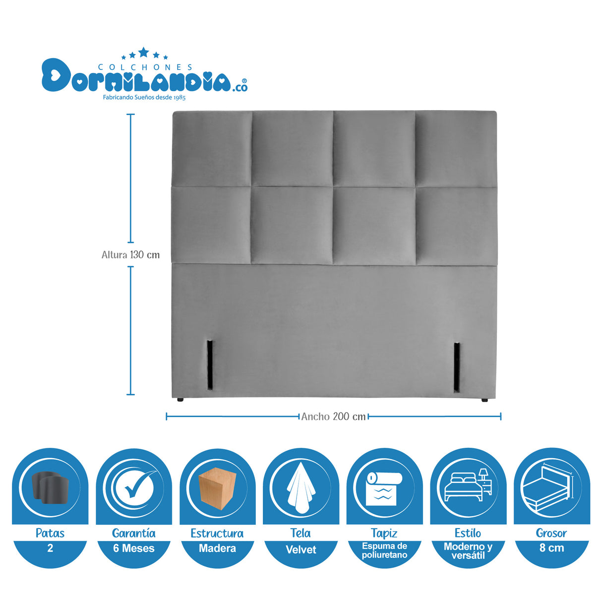 Combo Colchón Maxiflex Gris King 200 X 200 Cm Firmeza Suave Con Cabecero y Base Cama - COLCHONES | Bylmo