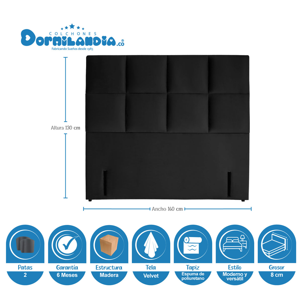 Combo Colchón Maxiflex Gris y Negro Queen 160 X 190 Cm Firmeza Suave Con Cabecero y Base Cama - COLCHONES | Bylmo