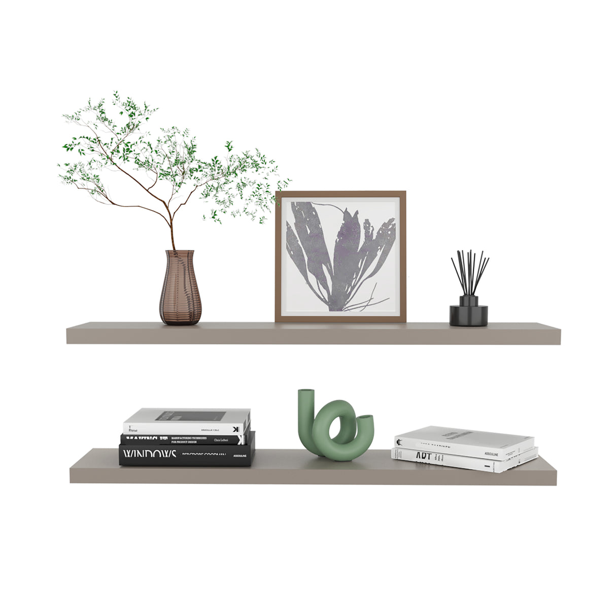 Set de 2 Repisas Taupe 120x3.8cm Rectangular Minimalista - REPISAS | Bylmo