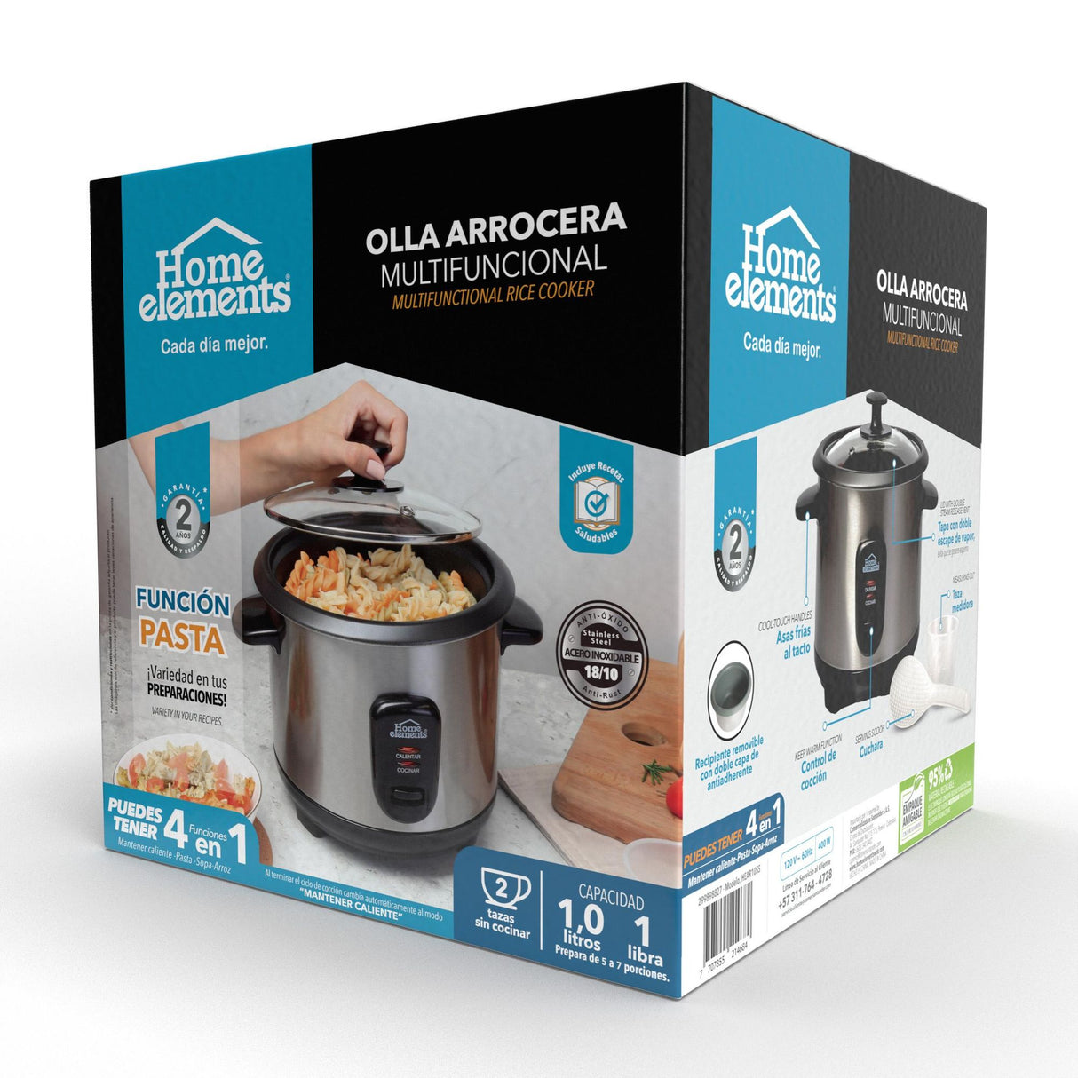 Olla Arrocera Plateado 23x22.5cm De 1 Litro - OLLAS ARROCERAS | Bylmo