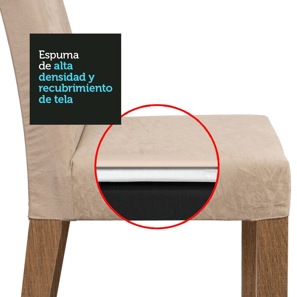 Combo Comedor y Sillas Sabrina Marron y Crema 160x79cm Cuadrado de Cuatro Puestos con Cuatro Sillas - COMEDORES | Bylmo