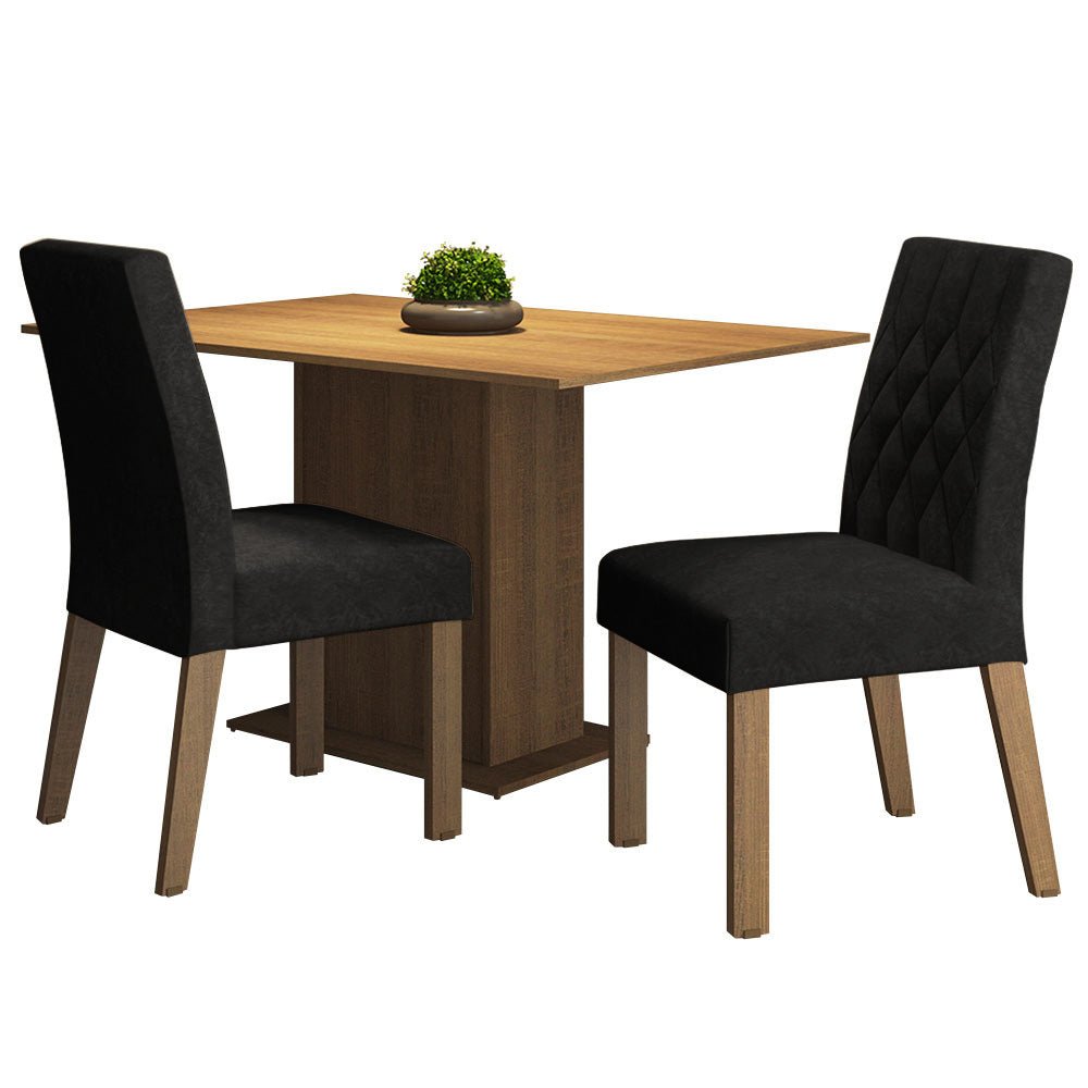 Combo Comedor y Sillas Tainá Marron Oxford 104x78cm Cuadrado de Dos Puestos con Dos Sillas - COMEDORES | Bylmo