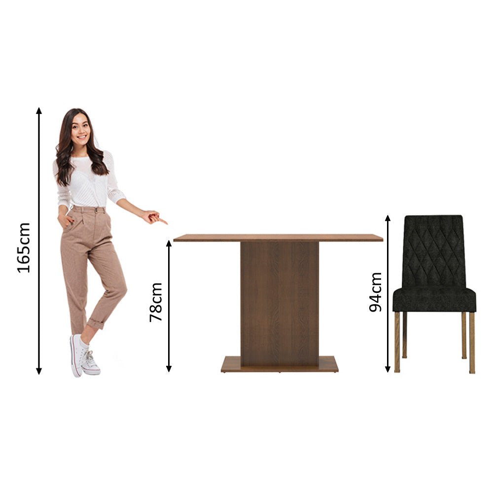 Combo Comedor y Sillas Tainá Marron Oxford 104x78cm Cuadrado de Dos Puestos con Dos Sillas - COMEDORES | Bylmo
