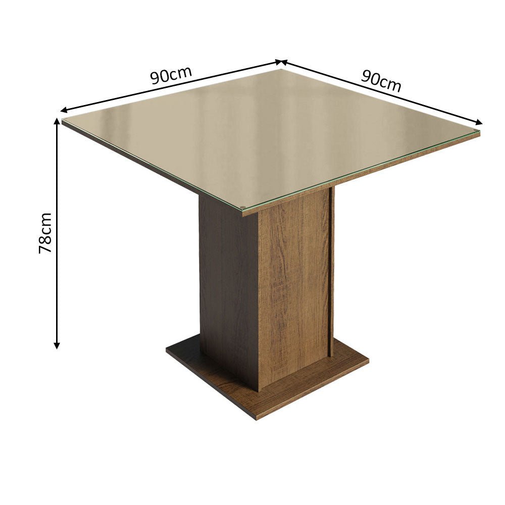 Combo Comedor y Sillas Tifani Marron con Crema y Beige 90x78cm Cuadrado de Cuatro Puestos con Cuatro Sillas - COMEDORES | Bylmo