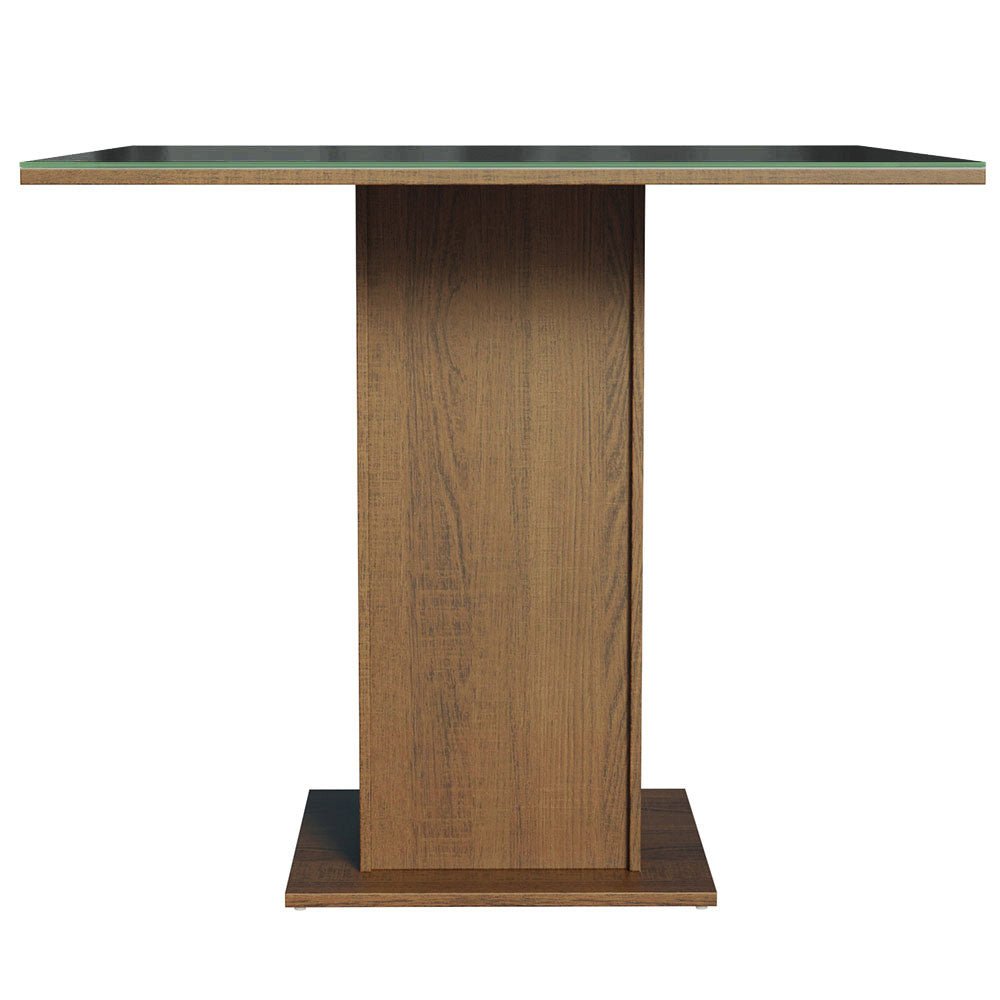 Comedor Marron y Negro 90x78cm Cuadrado de Cuatro Puesto Sin Sillas y con Encimera con Vidrio - COMEDORES | Bylmo